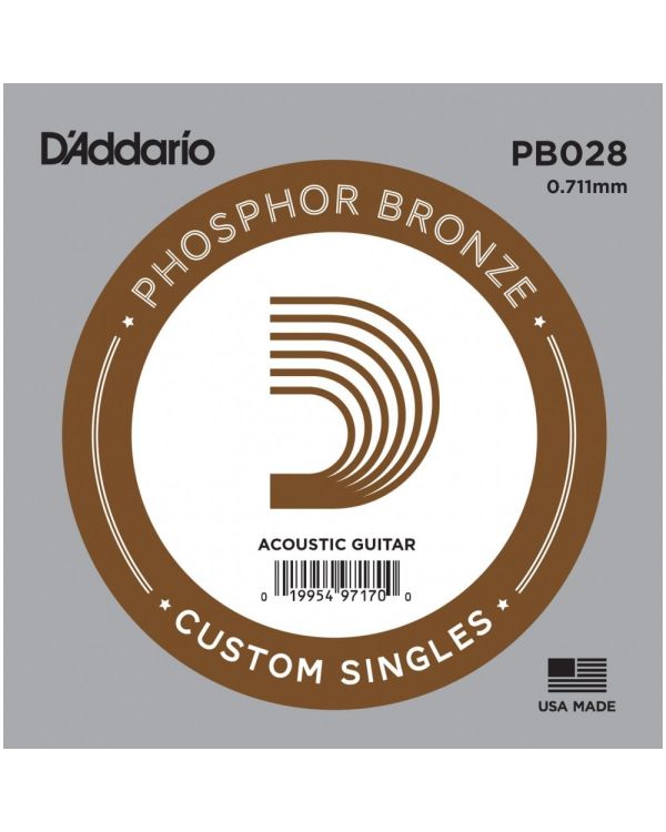 D'Addario PB028 Phosphor Bronze Acoustic Guitar Single String .028