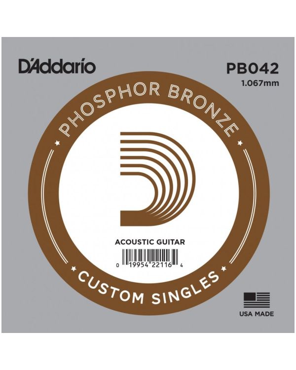 D'Addario PB042 Phosphor Bronze Acoustic Guitar Single String .042