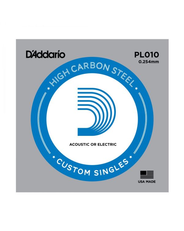 D'Addario High Carbon Plain Steel .010 Single Guitar String