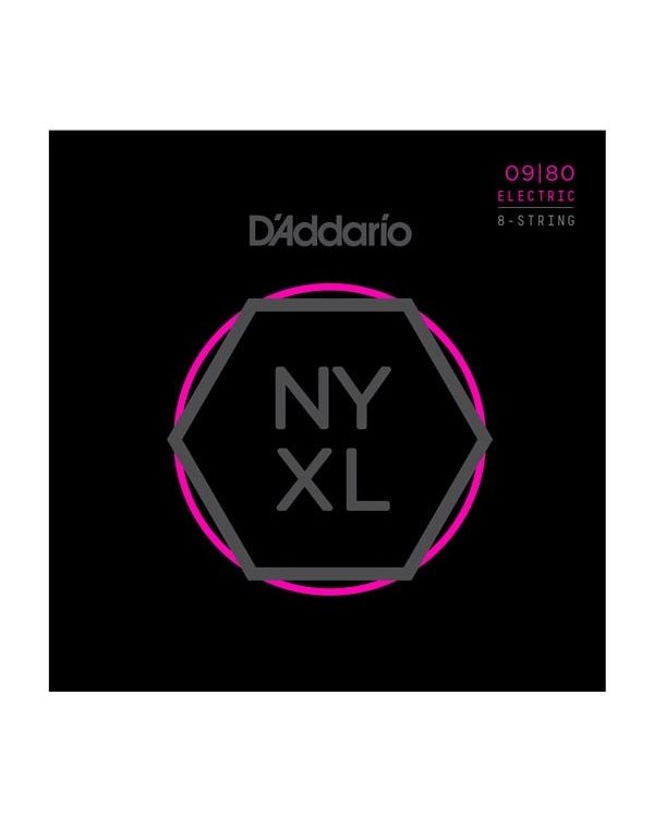 D'Addario NYXL Nickel Wound 8-String 9-80 Electric Guitar Strings, Light