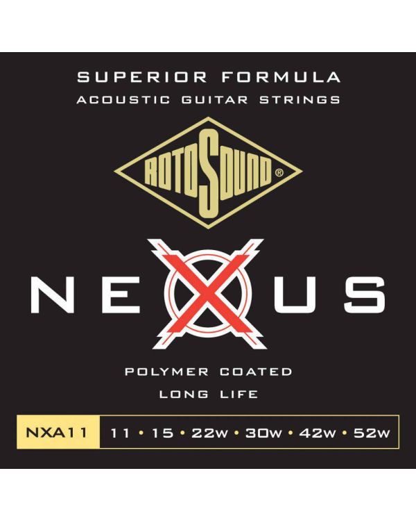Rotosound NXA11 Nexus Polymer Coated Phosphor Bronze Acoustic Guitar Strings 11-52