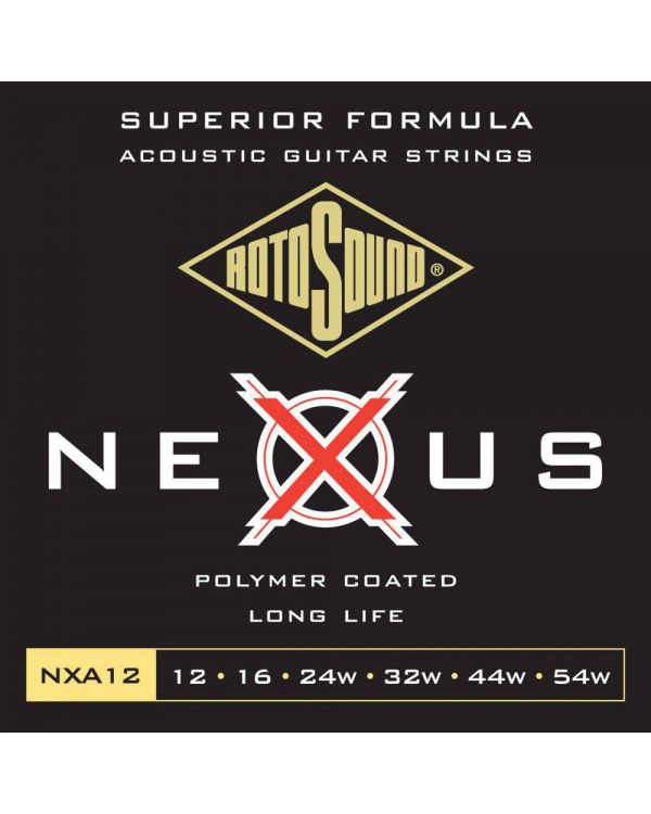 Rotosound NXA12 Nexus Polymer Coated Phosphor Bronze Acoustic Guitar Strings 12-54
