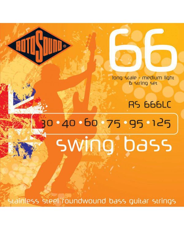 Rotosound RS666LC Swing Bass Stainless Steel Roundwound Bass Guitar Strings 30-125 6-String Long Scale