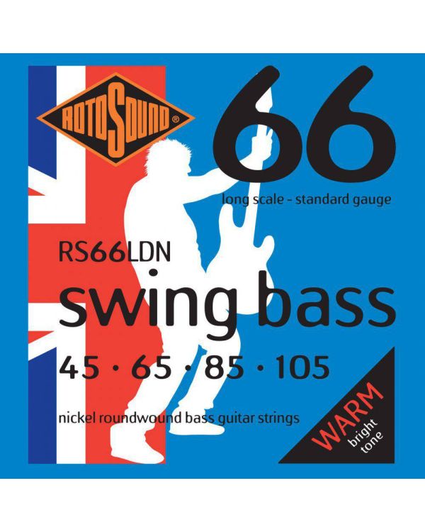 Rotosound RS66LDN 4-String Swing Bass Nickel Roundwound Bass Guitar Strings 45-105 Long Scale Bass