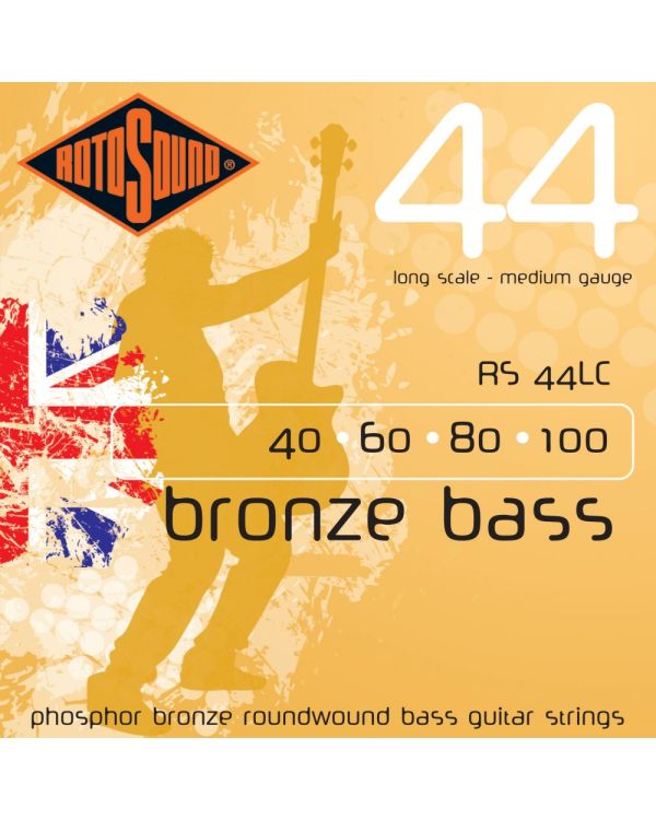 Rotosound RS44LC Bronze Bass Phosphor Bronze Roundwound Bass Guitar Strings 40-100 Long Scale