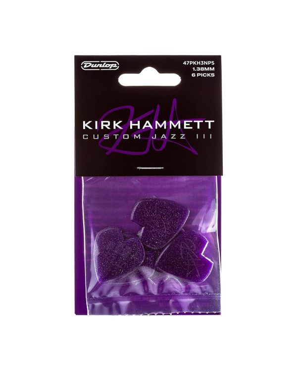 Dunlop Kirk Hammett Signature Jazz III Purple Spark Guitar Picks (6 Pack)