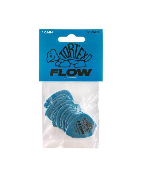 Dunlop Tortex Flow Blue 1.00mm Guitar Picks (12 Pack)