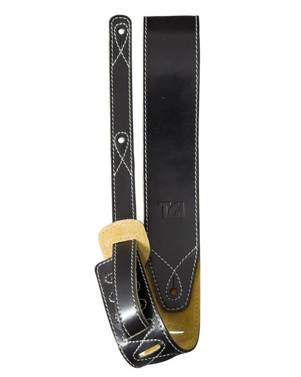 TGI Guitar Strap Black Leather With Suede Back