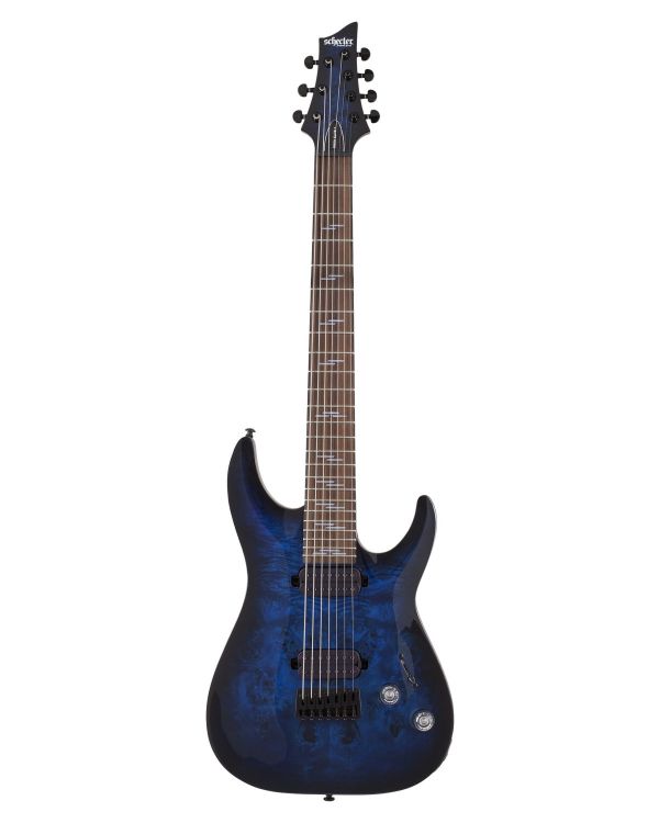 Schecter Omen Elite-7 7-String Guitar, See-Thru Blue Burst
