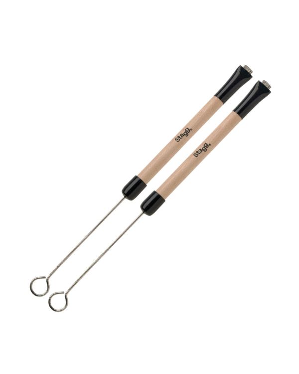 Stagg Telescopic Wire Brushes, Wooden Handle