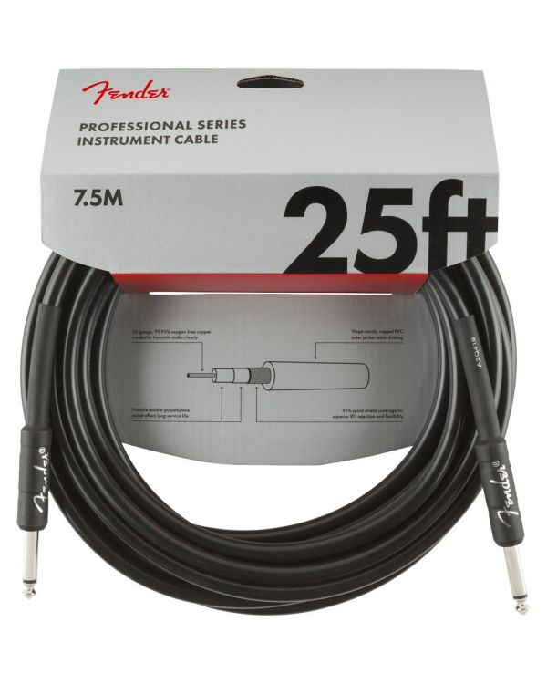 Fender Professional Series Instrument Cable SS 25ft, Black