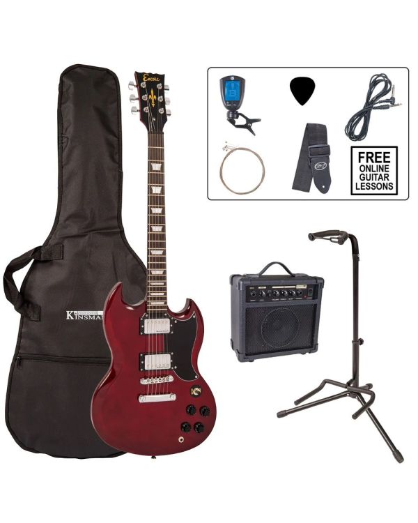Encore E69 Electric Guitar Outfit, Cherry Red
