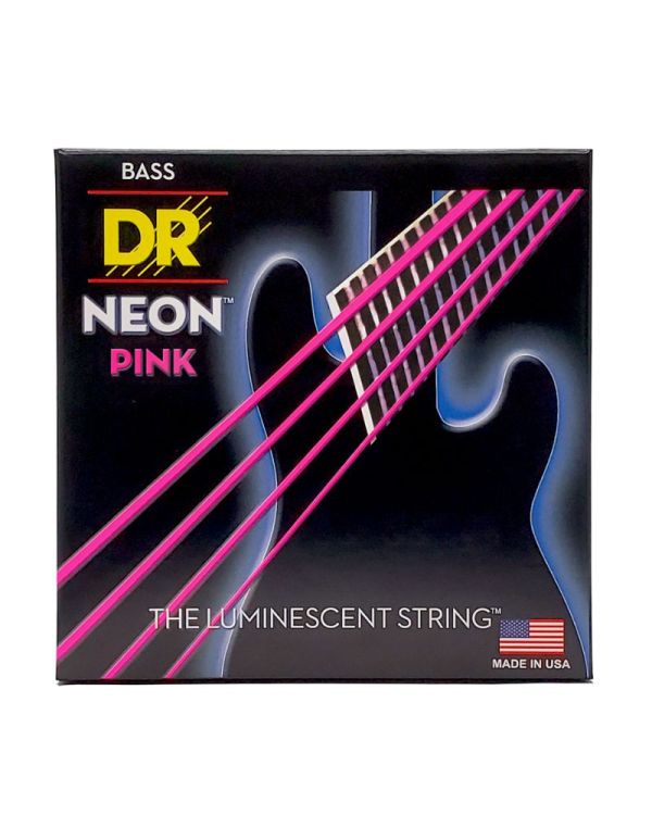 DR Strings NPB5 45 Hi def Neon Pink Bass Strings 5 string Medium 45-125