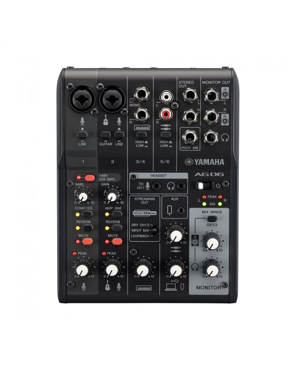 Yamaha AG06MK2 6 Channel Mixer with USB Interface, Black