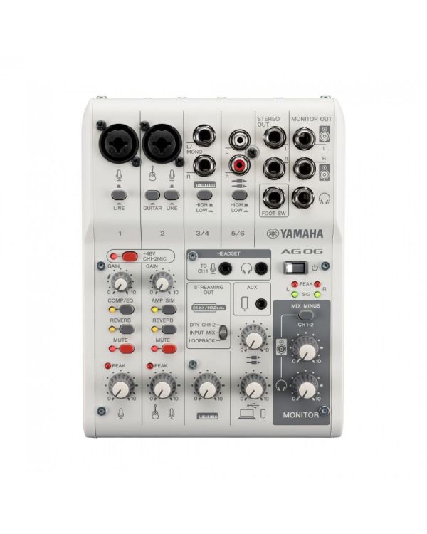 Yamaha AG06MK2 6-Channel Mixer with USB Interface, White