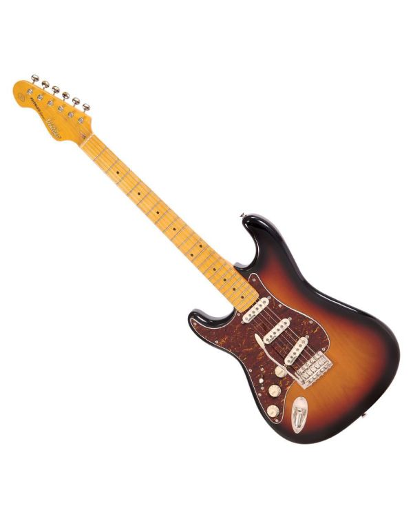 Vintage Left Handed Guitar- Maple Fingerboard - Sunset Sunburst