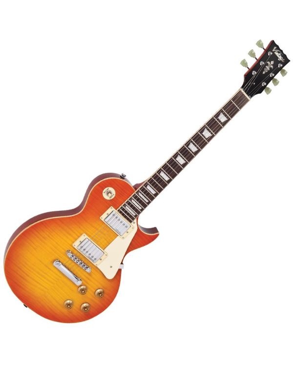 Vintage V100 Guitar, Flame Honeyburst