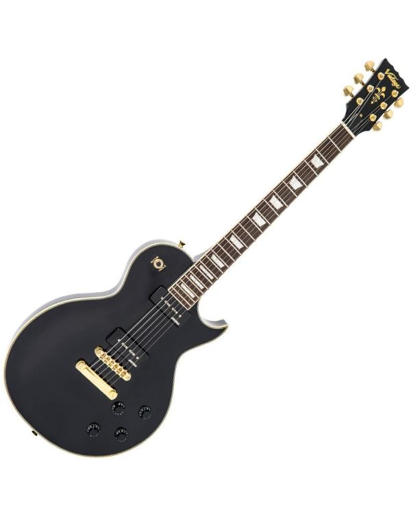 Vintage V100 Guitar 2W90, Gold Hardware, Gloss Black