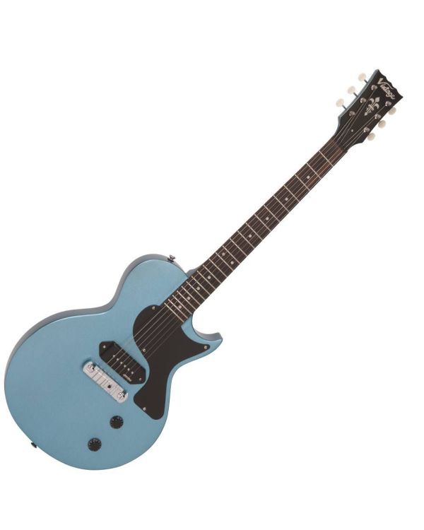 Vintage V120 Electric Guitar, Single Cut, Gun Hill Blue