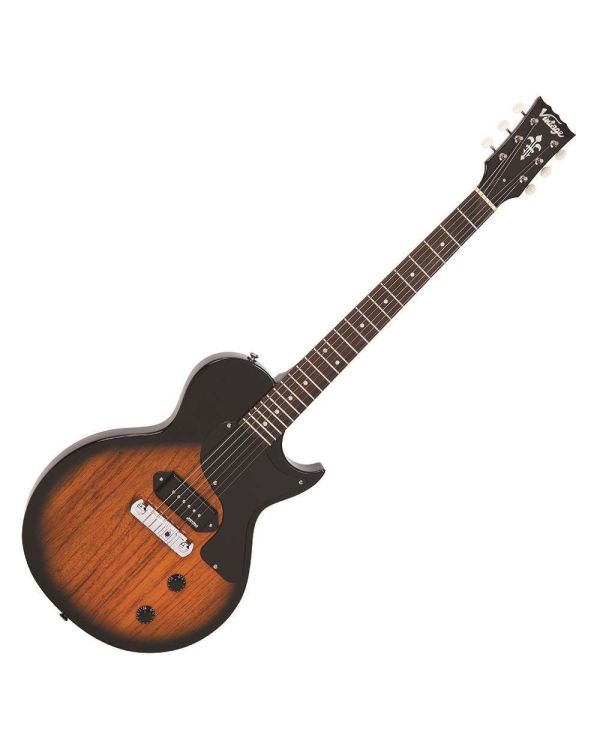 Vintage V120 Electric Guitar, Single Cut, Two Tone Sunburst