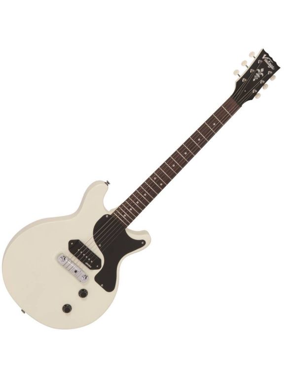 Vintage VR130 Electric Guitar, Double Cut, Vintage White