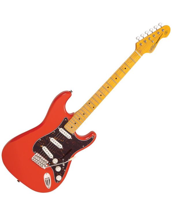 Vintage V6M Electric Guitar, MN, Firenza Red