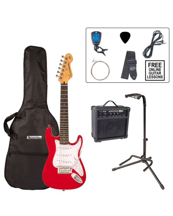 Encore 3/4 Size Electric Guitar Outfit, Gloss Red
