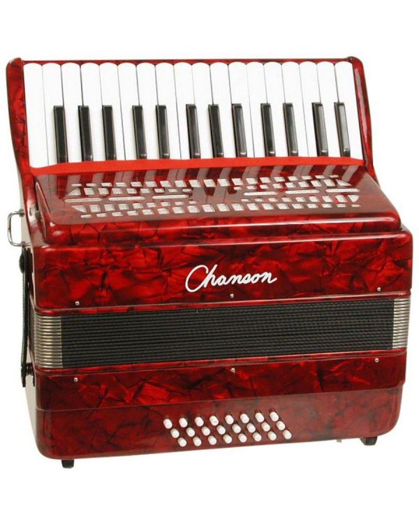 Chanson 7157 24 Bass Note Accordion, Red