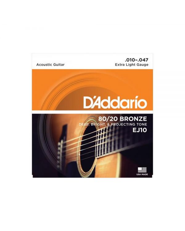 DAddario EJ10 Bronze Acoustic Guitar Strings, Extra Light, 10-47