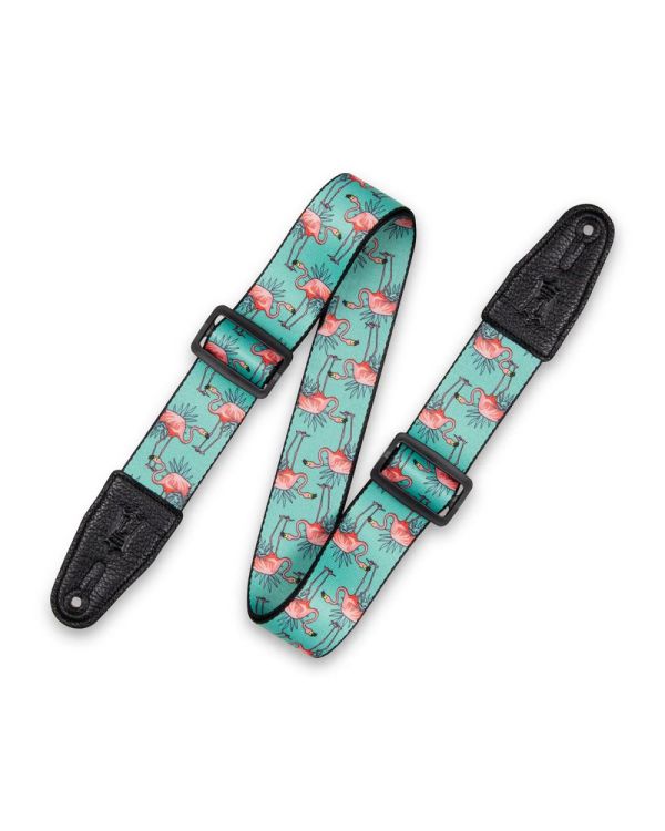 Levy's Prints Polyester Strap w Leather Ends 2", Flamingos