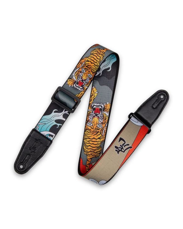 Levy's Prints Polyester Strap w Leather Ends 2", Japanese Tiger