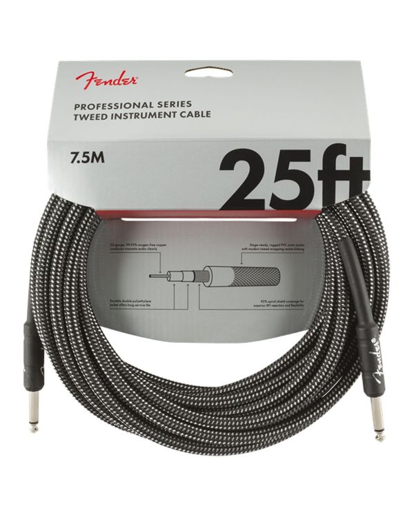 Fender Professional Series Instrument Cable 25ft Gray Tweed
