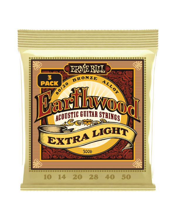 Ernie Ball Earthwood 80/20 Bronze 10-50 Extra Light (3 Set Pack)