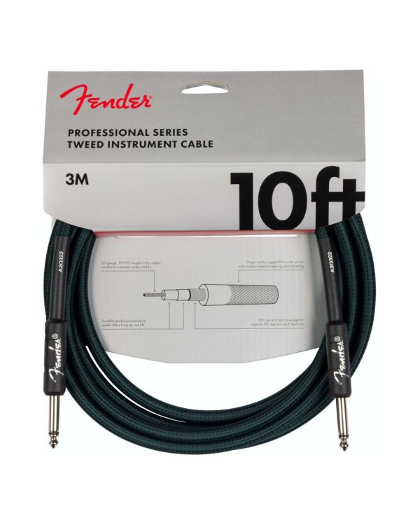 Fender Professional Series Tweed Cable, 10ft, Sherwood Green
