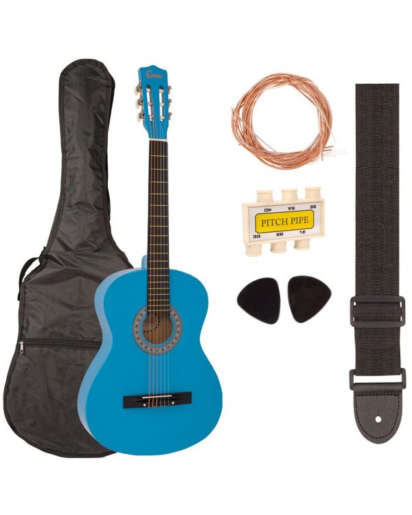 Encore Full Size Classic Guitar Starter Pack, Blue