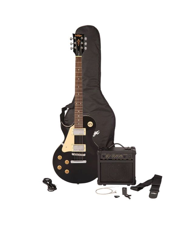 Vintage V10 Coaster LH Guitar Starter Pack, Boulevard Black