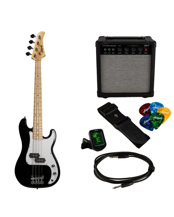 Antiquity PB Mini Bass Guitar Starter Package, Black