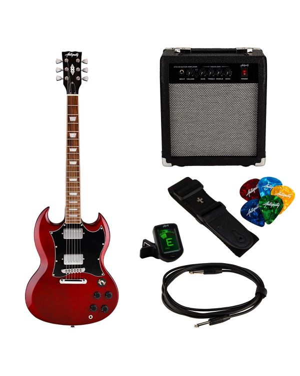 Antiquity GS1 Beginner Electric Guitar Package, Cherry Red