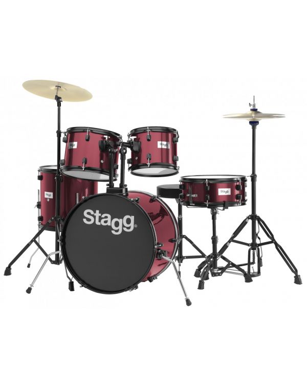 Stagg 5-Piece Junior 20" Acoustic Drum Kit Wine Red
