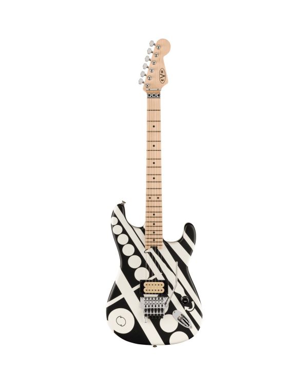 EVH Striped-Series Electric Guitar Circles Satin White And Black