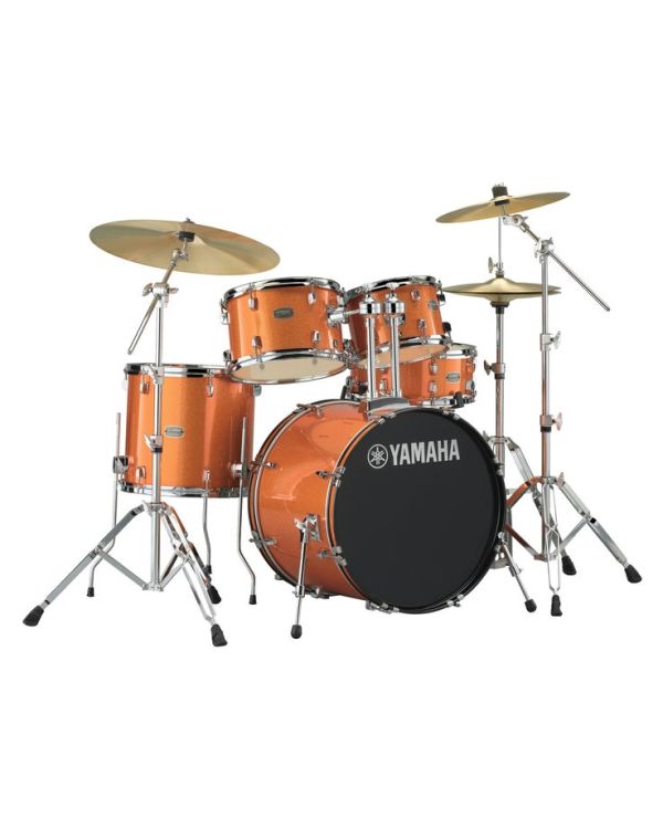 Yamaha Rydeen Orange Glitter 20" Shell Pack Hardware and Cymbals