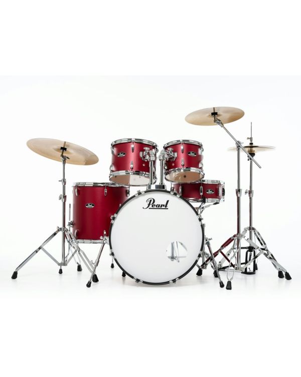 Pearl Roadshow 5pc Drum Kit 20" inc HW and Sabian 3 pc Solar Cymbals Matte Red