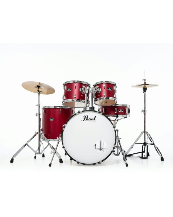 Pearl Roadshow 5pc 18" Drum Kit inc HW and Sabian 2 Piece Solar Cymbals Matte Red