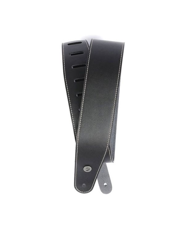 Daddario Classic Leather Guitar Strap With Contrast Stitch Black