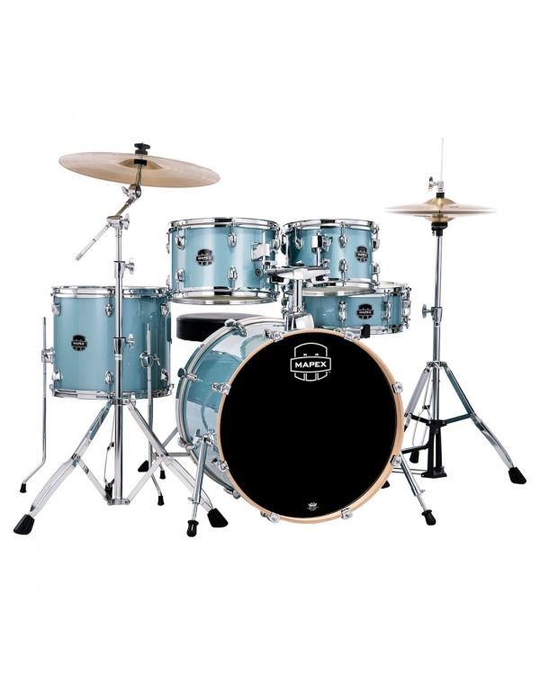 Mapex Venus Series Aqua Blue Sparkle Kit 20" Inc Hardware, Drum Throne and Cymbals