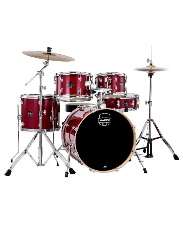 Mapex Venus Series Crimson Red Sparkle Kit 20 Inc Hardware, Drum Throne and Cymbals