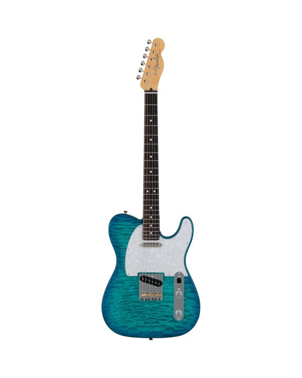 Fender MIJ Hybrid II Telecaster Electric Guitar, Quilt Aquamarine