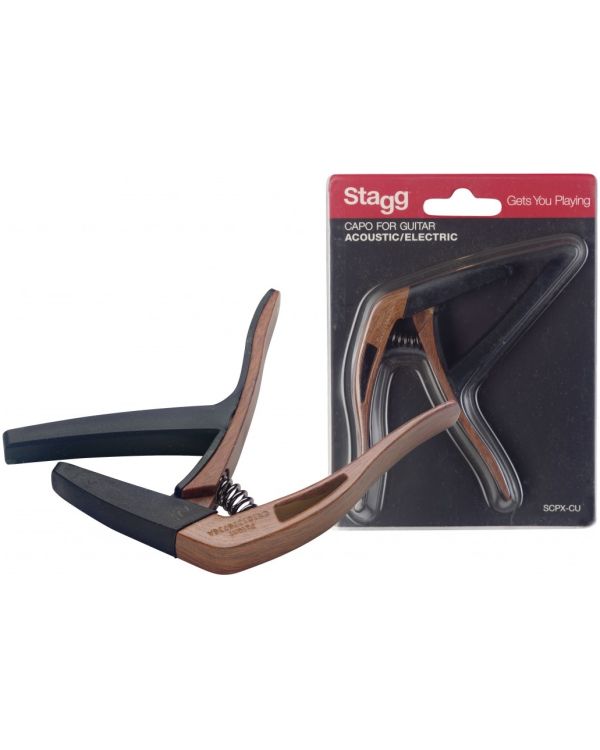 Stagg SCPX-CU Curved Trigger Capo, Dark Wood