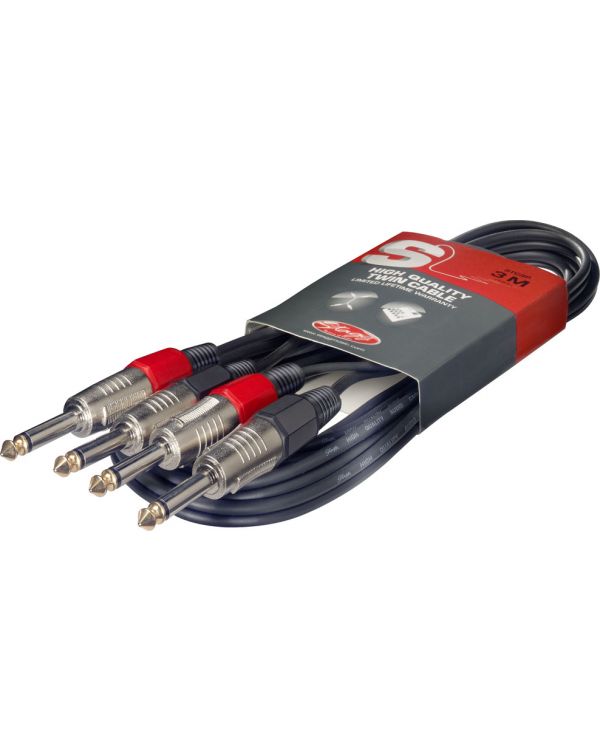 Stagg 3m Dual Mono 6.3mm Jack to Mono Jack Twin Cable