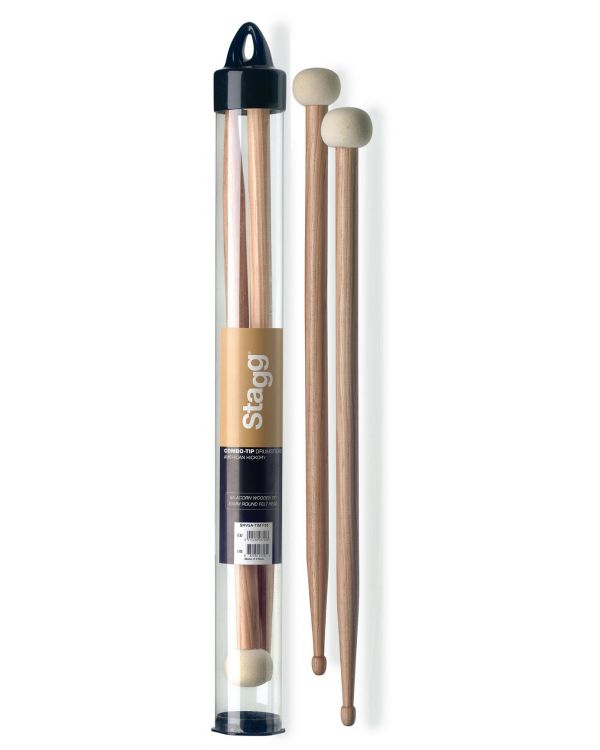 Stagg Pair Of Hickory Combo-tip Drumsticks With 5a Wooden Tip